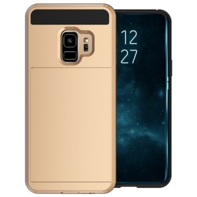 Samsung Galaxy S9 (G960) „Sliding“ Card Holder zelta silikons apvalks / vacins.lv