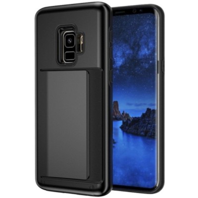 Samsung Galaxy S9 (G960) „Combo“ Card Holder melns silikons apvalks / vacins.lv