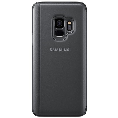 Samsung Galaxy S9 (G960) originalus Clear View Standing Cover atverčiamas juodas dėklas / Priedai.lt
