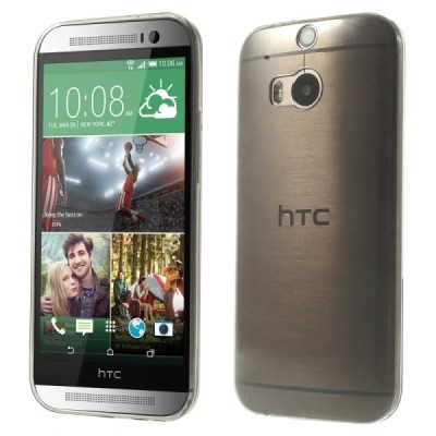Ploniausias pasaulyje HTC One M8 pilkas skaidrus silikoninis (TPU) dėklas / Priedai.lt