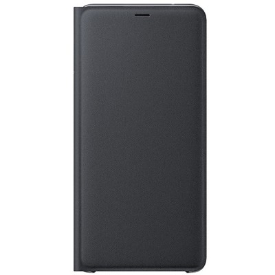 Samsung Galaxy A9 2018 (A9 Star Pro) oficiāls Wallet Cover atvērams melns ādas maciņš (maks) / Vacins.lv