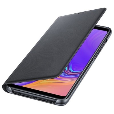 Samsung Galaxy A9 2018 (A9 Star Pro) oficiāls Wallet Cover atvērams melns ādas maciņš (maks) / Vacins.lv