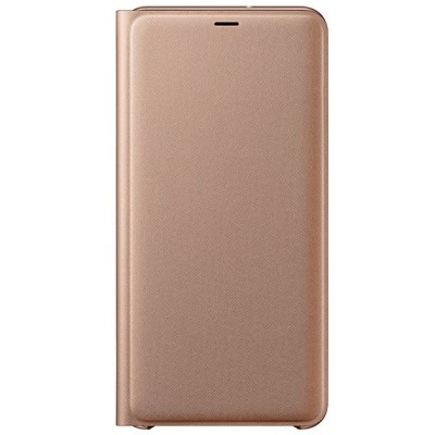 Samsung Galaxy A7 2018 (A750) originalus Wallet Cover atverčiamas auksinis odinis dėklas - piniginė / Priedai.lt