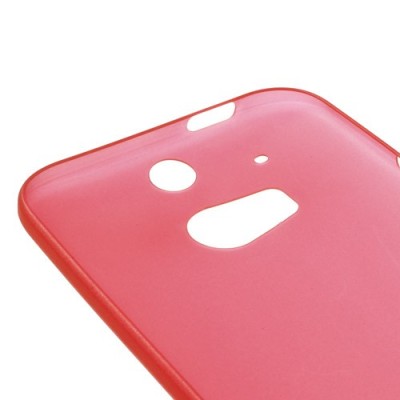 Ploniausias pasaulyje HTC One M8 raudonas skaidrus plastikinis dėklas / Priedai.lt