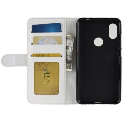 Xiaomi Redmi Note 6 Pro atvēramais ādas balts maciņš, grāmata (maks) / Vacins.lv