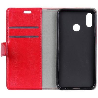 Huawei Honor 8X atverčiamas raudonas odinis dėklas, knygutė - piniginė / Priedai.lt