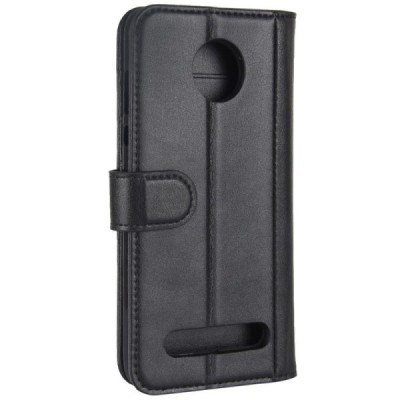 Motorola Moto Z2 Play atverčiamas juodas odinis dėklas - piniginė / Priedai.lt