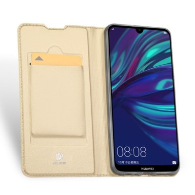 „Dux Ducis“ Skin serijos Huawei P smart 2019 (Honor 10 Lite) auksinis odinis atverčiamas dėklas / Priedai.lt