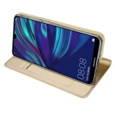 „Dux Ducis“ Skin serijos Huawei P smart 2019 (Honor 10 Lite) auksinis odinis atverčiamas dėklas / Priedai.lt