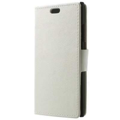 Nokia Lumia 730 (735) Solīds atvēramais balts ādas futrālis - maciņš / Vacins.lv