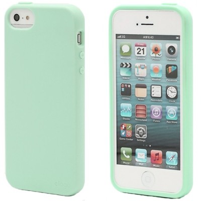 Žalias (mėtinis) „Elago“ kieto silikono Apple iPhone SE (5, 5s) dėklas (dėkliukas) su apsaugine ekrano plėvele / Priedai.lt