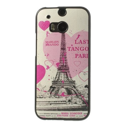 HTC One M8 krāsains cieta silikona apvalks - Eifelis, rozs / Vacins.lv