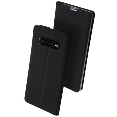 Samsung Galaxy S10 (G973) „Dux Ducis“ Skin sērijas melns ādas atvērams maciņš / Vacins.lv