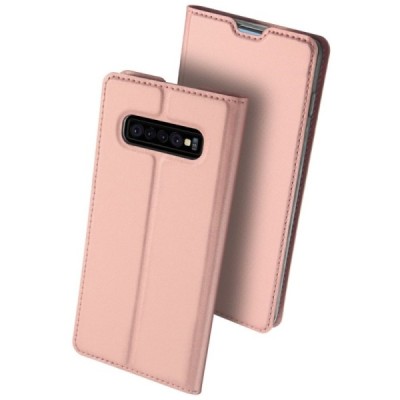 Samsung Galaxy S10 (G973) „Dux Ducis“ Skin sērijas rozs ādas atvērams maciņš / Vacins.lv
