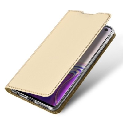 Samsung Galaxy S10 (G973) „Dux Ducis“ Skin sērijas zelta ādas atvērams maciņš / Vacins.lv
