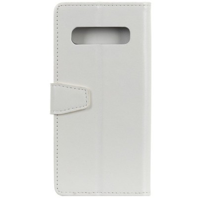 Samsung Galaxy S10 (G973) atvēramais ādas balts maciņš (maks) / Vacins.lv