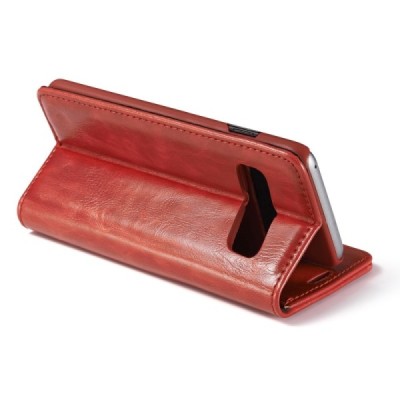 Samsung Galaxy S10 (G973) „CaseMe“ solidus atverčiamas raudonas odinis dėklas - knygutė / Priedai.lt