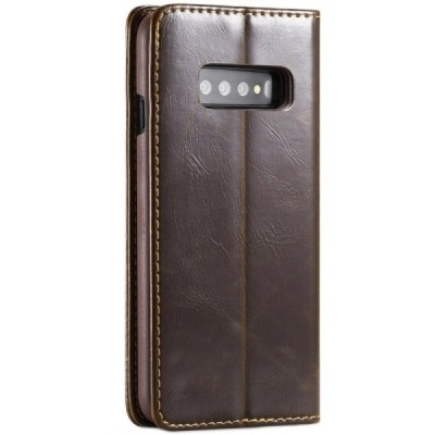 Samsung Galaxy S10 (G973) „CaseMe“ solīds atvēramais ādas brūns maciņš - maks / Vacins.lv