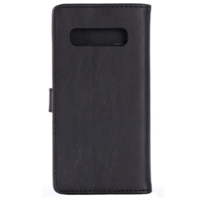 Samsung Galaxy S10 (G973) atvēramais ādas melns retro maciņš (maks) / Vacins.lv