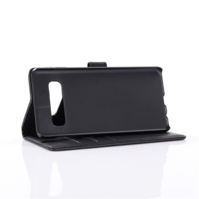 Samsung Galaxy S10 (G973) atvēramais ādas melns retro maciņš (maks) / Vacins.lv