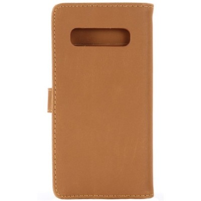 Samsung Galaxy S10 (G973) atvēramais ādas gaiši brūns retro maciņš (maks) / Vacins.lv