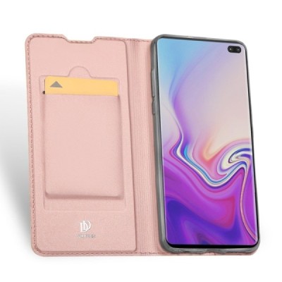 Samsung Galaxy S10+ (G975) „Dux Ducis“ Skin sērijas rozs ādas atvērams maciņš / Vacins.lv