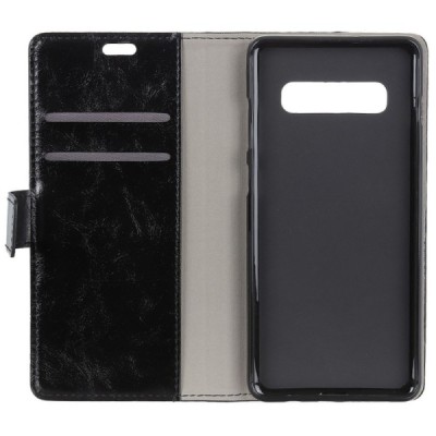 Samsung Galaxy S10+ (G975) atvēramais ādas melns maciņš (maks) / Vacins.lv