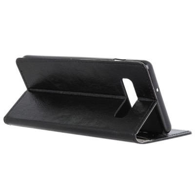 Samsung Galaxy S10+ (G975) atvēramais ādas melns maciņš (maks) / Vacins.lv