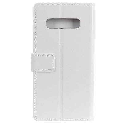 Samsung Galaxy S10+ (G975) atverčiamas baltas odinis dėklas - piniginė / Priedai.lt