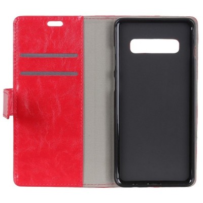 Samsung Galaxy S10+ (G975) atvēramais ādas sarkans maciņš (maks) / Vacins.lv