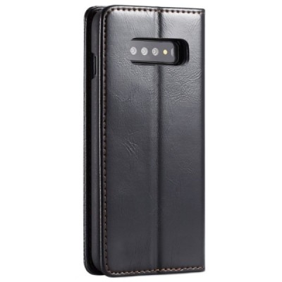 Samsung Galaxy S10+ (G975) „CaseMe“ solīds atvēramais ādas melns maciņš - maks / Vacins.lv