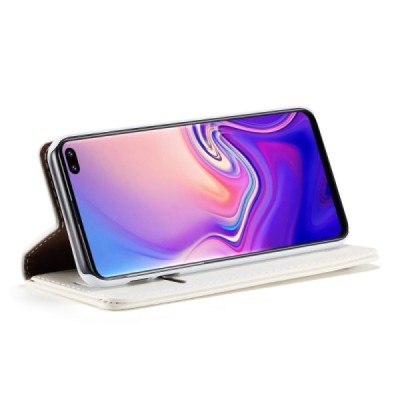 Samsung Galaxy S10+ (G975) „CaseMe“ solīds atvēramais ādas balts maciņš - maks / Vacins.lv