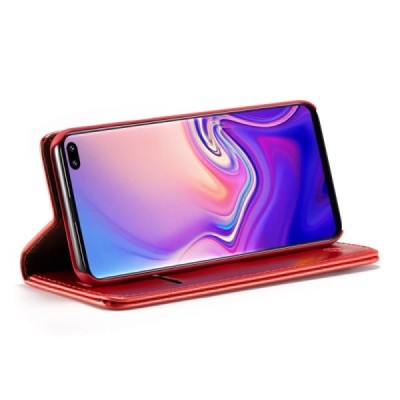Samsung Galaxy S10+ (G975) „CaseMe“ solidus atverčiamas raudonas odinis dėklas - knygutė / Priedai.lt