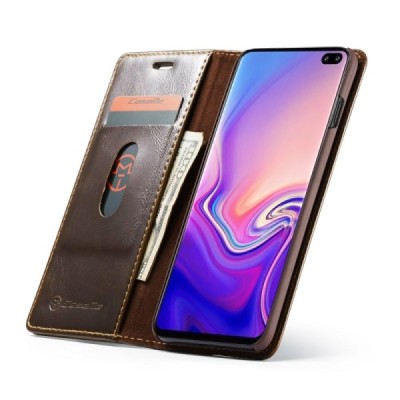 Samsung Galaxy S10+ (G975) „CaseMe“ solīds atvēramais ādas brūns maciņš - maks / Vacins.lv