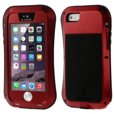 Apple iPhone SE (iPhone 5, iPhone 5S) „LOVE MEI“ Dropproof raudonas sustiprintos apsaugos dėklas / Priedai.lt