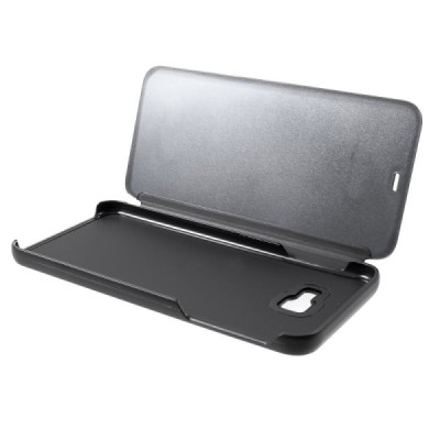 Samsung Galaxy J4+ (J400F) plastmasas atvērams melns ādas maciņš / Vacins.lv