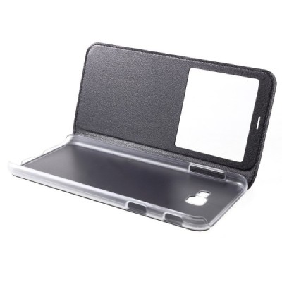 Samsung Galaxy J4+ (J400F) atvēramais maciņš ar lodziņu - melns / Vacins.lv