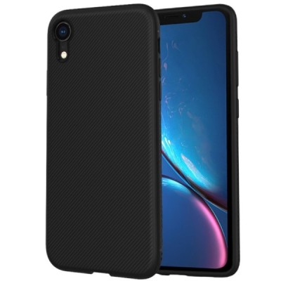Apple iPhone Xr „Lenuo“ cieta silikona (TPU) melns apvalks / vacins.lv