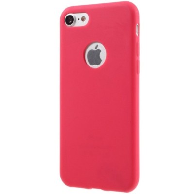 Apple iPhone 7 (iPhone 8) sarkans cieta silikona TPU pasaulē planākais apvalks / Vacins.lv