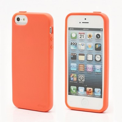 Oranžinis „Elago“ kieto silikono Apple iPhone SE (5, 5s) dėklas / Priedai.lt