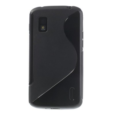 Juodas Nexus 4 E960 kieto silikono (TPU) dėklas / Priedai.lt