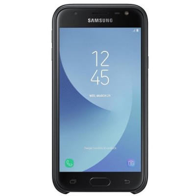 Samsung Galaxy J3 2017 (J330) „Samsung“ Dual Layer Cover plastikinis juodas dėklas - nugarėlė (EF-PJ330CBEWW) / Priedai.lt