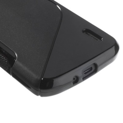 Juodas Nexus 4 E960 kieto silikono (TPU) dėklas / Priedai.lt