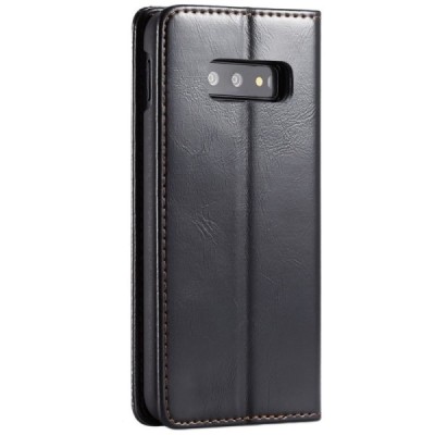 Samsung Galaxy S10e (G970) „CaseMe“ solidus atverčiamas juodas odinis dėklas - knygutė / Priedai.lt