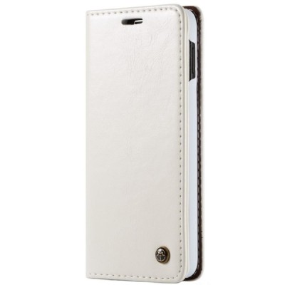 Samsung Galaxy S10e (G970) „CaseMe“ solīds atvēramais ādas balts maciņš - maks / Vacins.lv