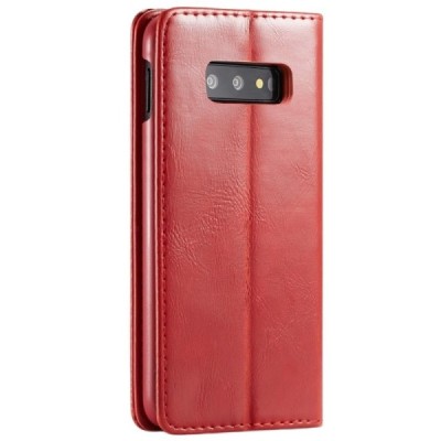 Samsung Galaxy S10e (G970) „CaseMe“ solīds atvēramais ādas sarkans maciņš - maks / Vacins.lv