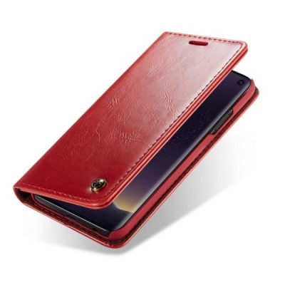 Samsung Galaxy S10e (G970) „CaseMe“ solīds atvēramais ādas sarkans maciņš - maks / Vacins.lv