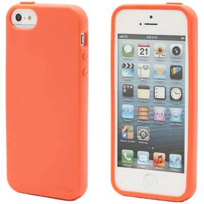 Oranžinis „Elago“ kieto silikono Apple iPhone SE (5, 5s) dėklas / Priedai.lt