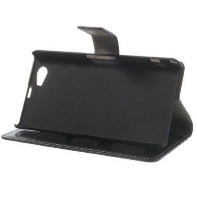 Sony Xperia Z1 compact atvēramais melns ādas futrālis - maciņš / Vacins.lv