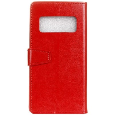 Samsung Galaxy S10e (G970) atverčiamas raudonas odinis dėklas - piniginė / Priedai.lt